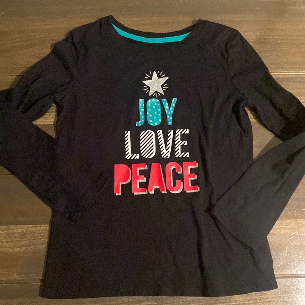 Girls Black Long Sleeve Joy Love Piece Shirt